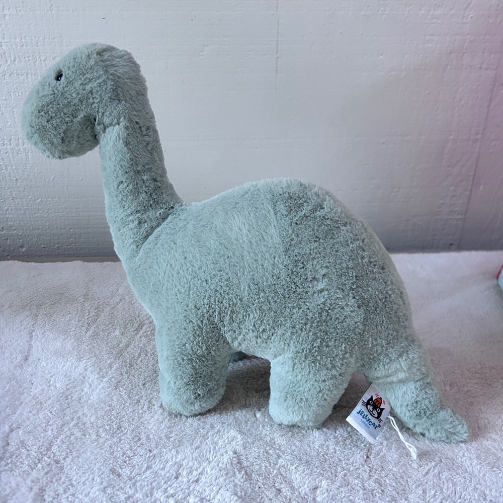 Jellycat Fossilly Brontosaurus Sage Green Dinosaur Plush Stuffed Animal 12" NWOT